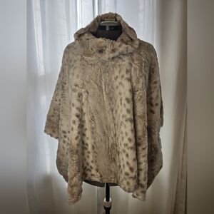 Faux Fur Animal Print Poncho